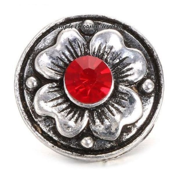 Flower Birthstone Charm 20mm for Snap Jewelry - Red - Snap Jewelry
