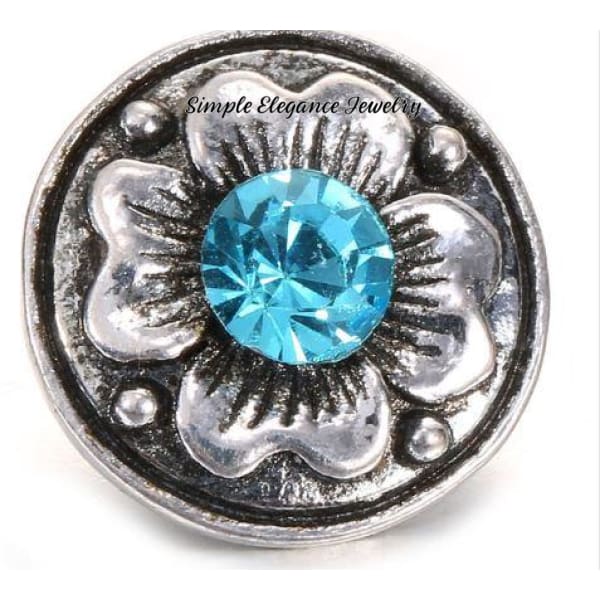 Flower Birthstone Charm 20mm for Snap Jewelry - Turquoise - Snap Jewelry