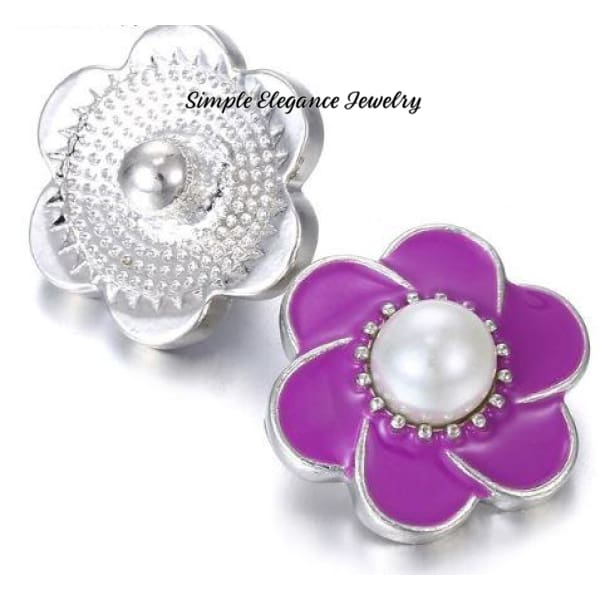 Flower Pearl Snap Charm 20mm for Snap Jewelry - Purple - Snap Jewelry