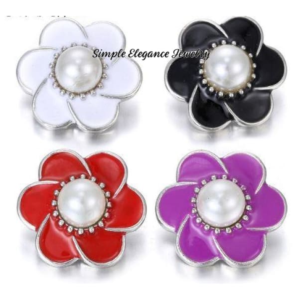 Flower Pearl Snap Charm 20mm for Snap Jewelry - Turquoise - Snap Jewelry