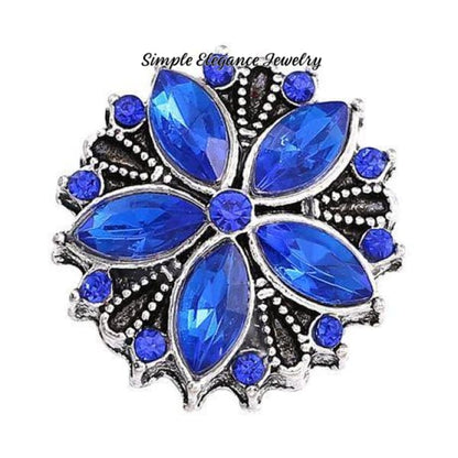 Flower Rhinestone Snap 20mm for Snap Jewelry - Blue - Snap Jewelry