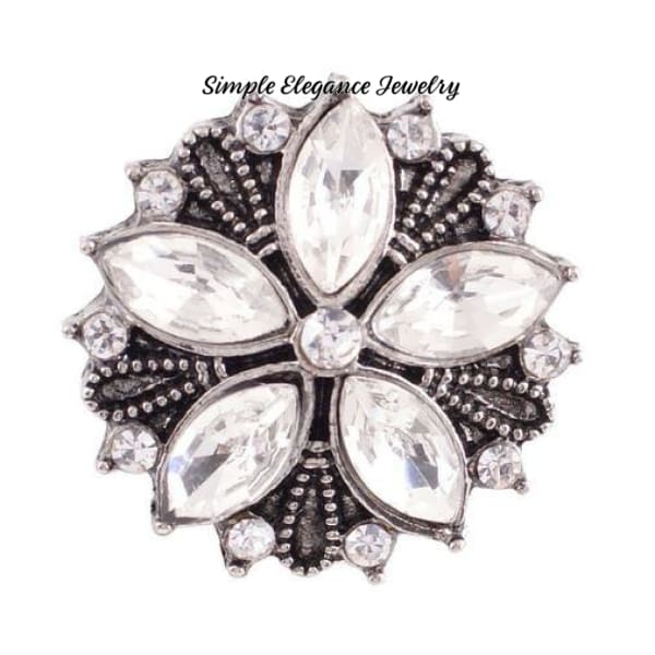 Flower Rhinestone Snap 20mm for Snap Jewelry - Clear - Snap Jewelry