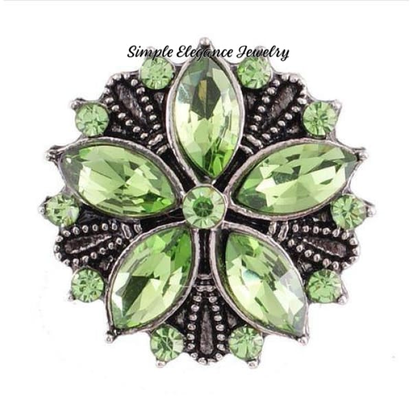 Flower Rhinestone Snap 20mm for Snap Jewelry - Green - Snap Jewelry