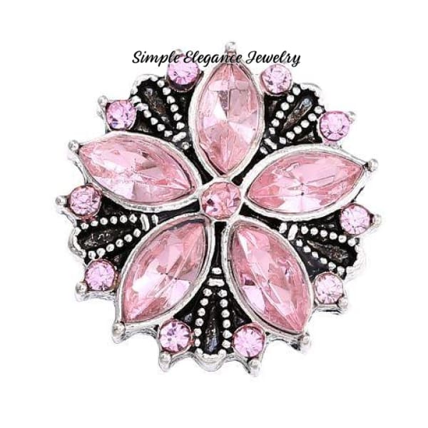 Flower Rhinestone Snap 20mm for Snap Jewelry - Light Pink - Snap Jewelry