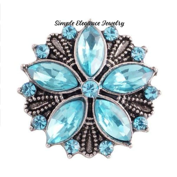 Flower Rhinestone Snap 20mm for Snap Jewelry - Turquoise - Snap Jewelry