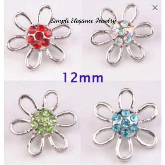 Flower Rhinestone Snap Charm 12mm - Turquoise - Snap Jewelry