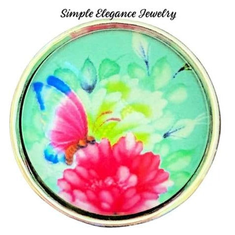 Flowers and Butterfly Snap Charm - Snap Jewelry