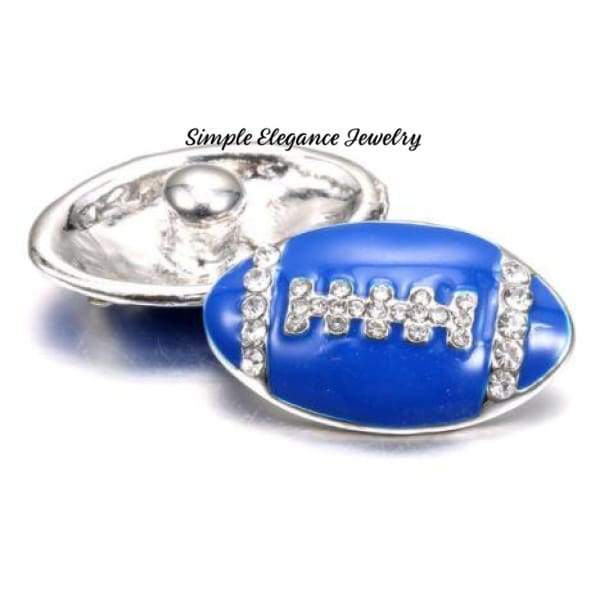 Football Bling Snap 20mm-Snap Charm Jewelry - Blue - Snap Jewelry