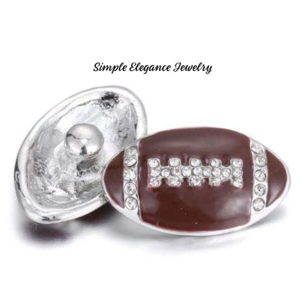 Football Bling Snap 20mm-Snap Charm Jewelry - Brown - Snap Jewelry