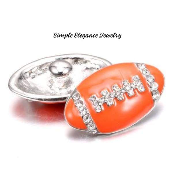Football Bling Snap 20mm-Snap Charm Jewelry - Orange - Snap Jewelry