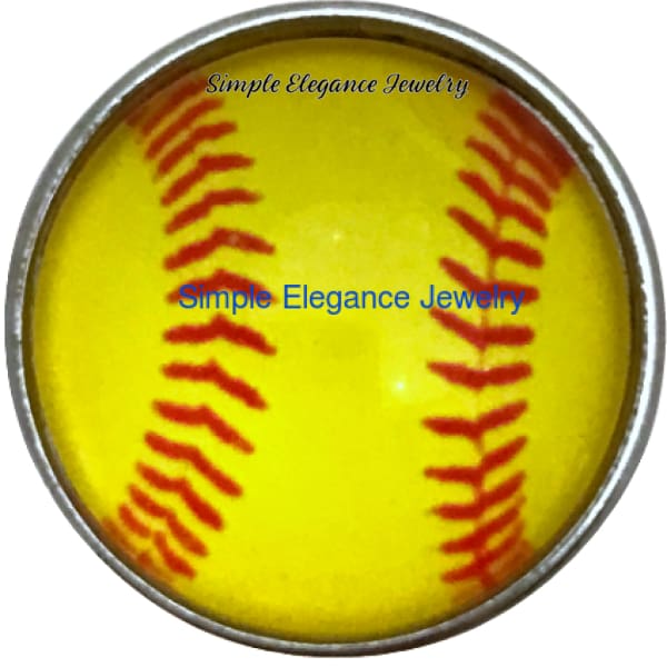 Girls Yellow Softball Snap Charm 20mm for Snap Jewelry - Snap Jewelry