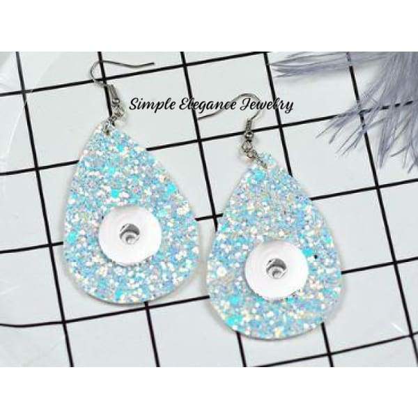 Sparkle Dangle Snap Earring 20mm Snaps - Light Blue - Snap Jewelry