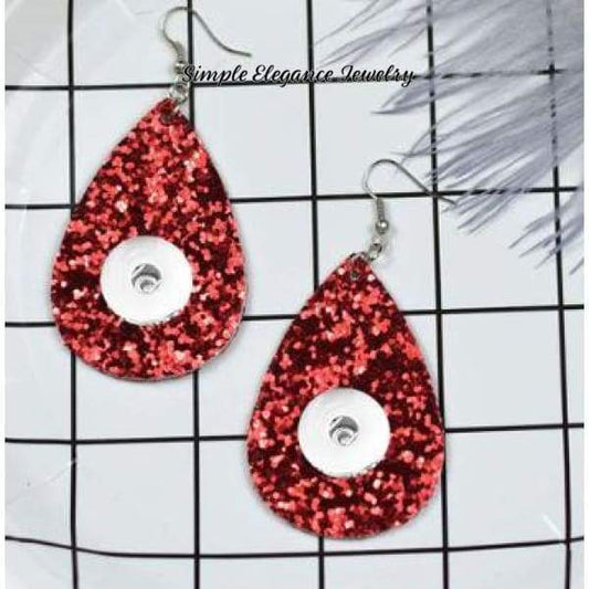 Sparkle Dangle Snap Earring 20mm Snaps - Red - Snap Jewelry