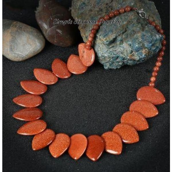 Gold Sand Stone Onyx Necklace (Matching Bracelet Option) - Necklace - Natural Stone Necklaces