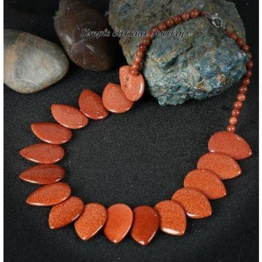 Gold Sand Stone Onyx Necklace (Matching Bracelet Option) - Necklace - Natural Stone Necklaces