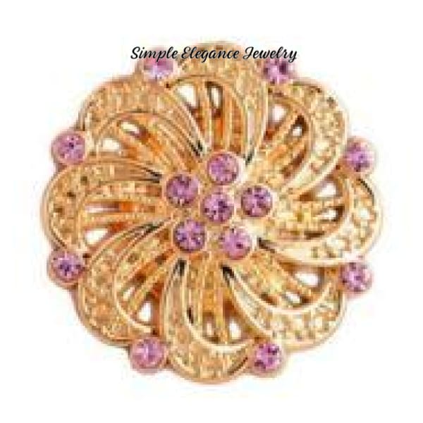 Gold Snaps-Rhinestone 20mm-Simple Elegance Jewelry - Pink - Snap Jewelry
