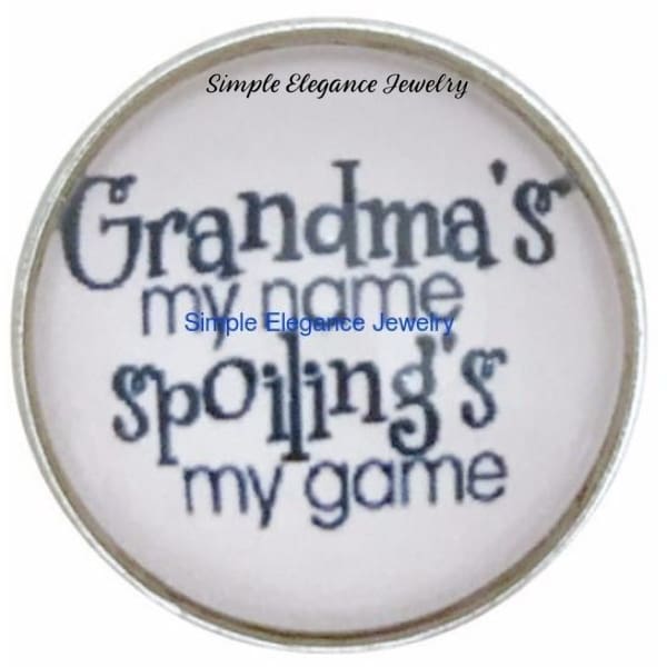 Grandmas My Name Spoilings My Game Snap Charm 20mm - Snap Jewelry