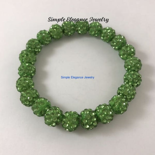 Grass Green Elastic Shamballa Bead Bracelet 10mm Beads - Small-Medium - Shamballa Bracelets