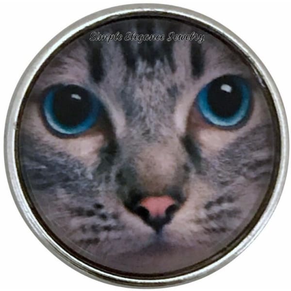 Gray Cat Face-Blue Eyes Snap Charm 20mm for Snap Jewelry - Silicone Jewelry