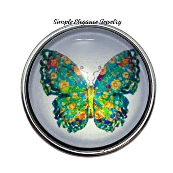 Green Butterfly Snap Charm 20mm - Snap Jewelry