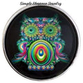 Green Hippie Owl 20mm for Snap Charm Jewelry - Snap Jewelry