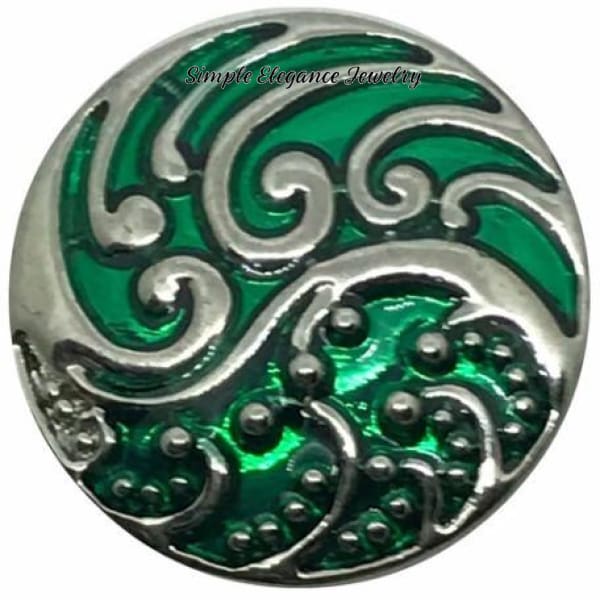 Green Metal Filigree 18mm Snap - Snap Jewelry