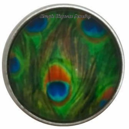 Green Peacock Feather Eye Snap 20mm - Snap Jewelry
