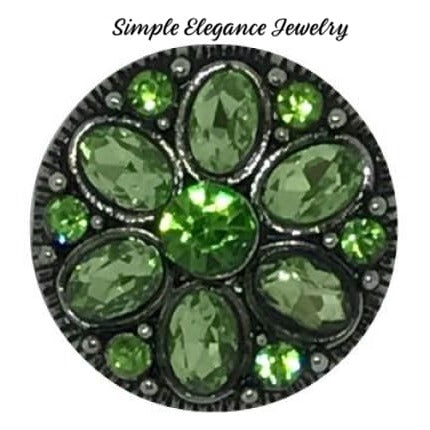 Green Peridot Rhinestone 20mm Snap Charm - Snap Jewelry