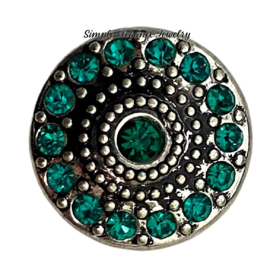 Green Rhinestone Snap Charm 18mm - Snap Jewelry