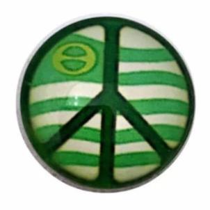 Green Stripe Peace Sign 18mm for Snap Jewelry - Snap Jewelry