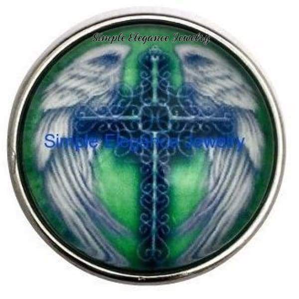 Green Wing Cross 20mm Snap for Snap Charm Jewelry (3106) - Snap Jewelry