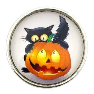 Halloween Pumpkin-Cat-Halloween Snap Button 20mm - Snap Jewelry