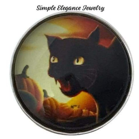 Halloween Snap-Black Cat Button 20mm - Snap Jewelry