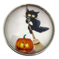 Halloween Snap Button-Cat and Broom 20mm - Snap Jewelry
