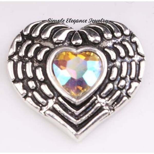 Heart Metal Snap 20mm-Birthstone Rhinestone Snap - Irisident - Snap Jewelry