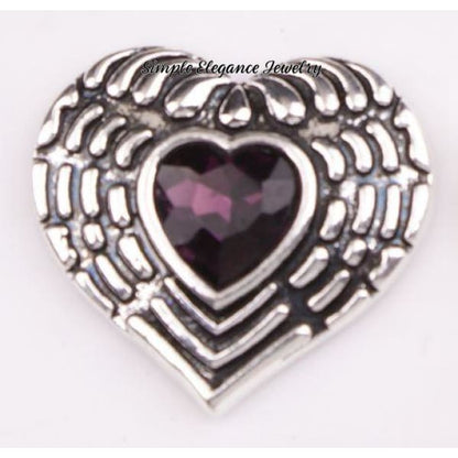 Heart Metal Snap 20mm-Birthstone Rhinestone Snap - Purple - Snap Jewelry