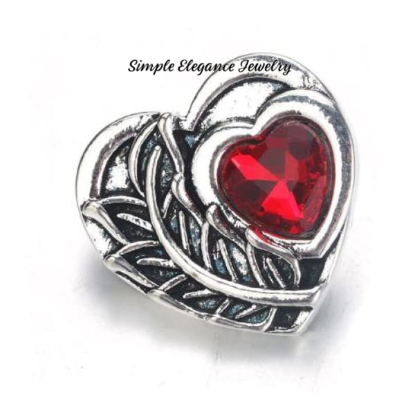 Heart Metal Snap 20mm-Birthstone Rhinestone Snap - Red - Snap Jewelry