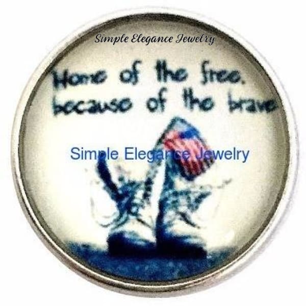 Home of the Free Because of the Brave Snap Charm 20mm for Snap Jewelry - Snap Jewelry