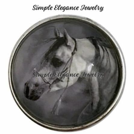 B/W Horse Snap Charm 20mm for Snap Jewelry - Snap Jewelry