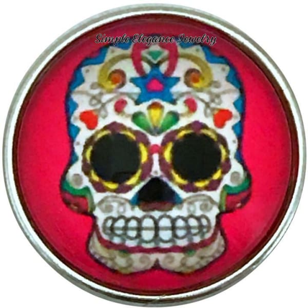 Hot Pink Sugar Skull Snap 20mm for Snap Jewelry - Snap Jewelry