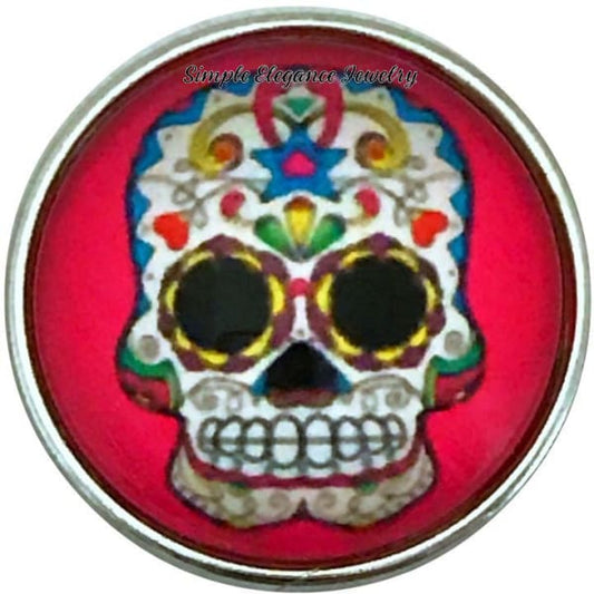 Hot Pink Sugar Skull Snap 20mm for Snap Jewelry - Snap Jewelry