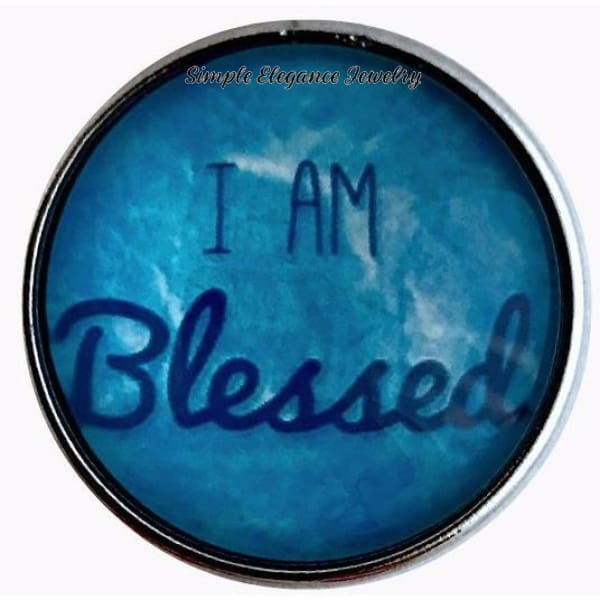 I Am Blessed Blue Snap Charm 20mm for Snap Charm Jewelry - Snap Jewelry