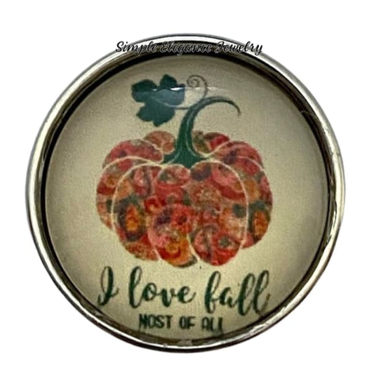I Love Fall Pumpkin Snap Charm 20mm - Snap Jewelry