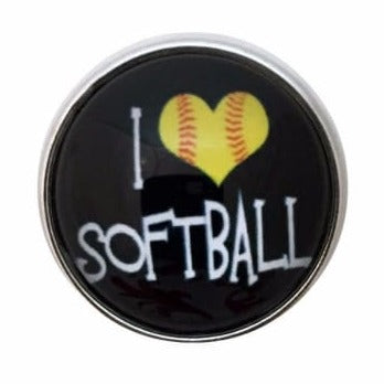 I Love Softball Snap Charm 20mm for Snap Jewelry - Snap Jewelry