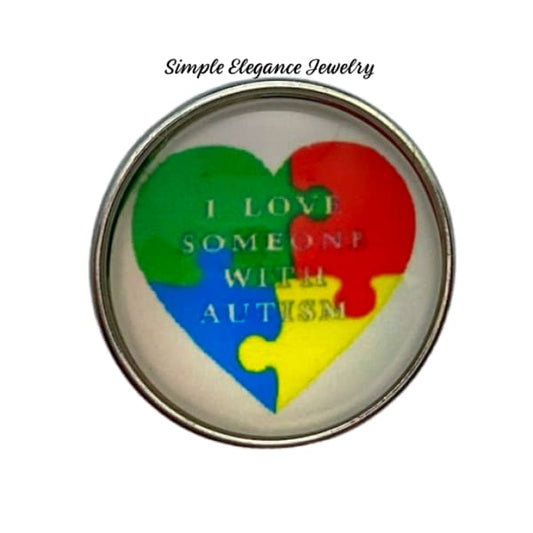 I Love Someone With Autism Heart Snap 20mm - Snap Jewelry