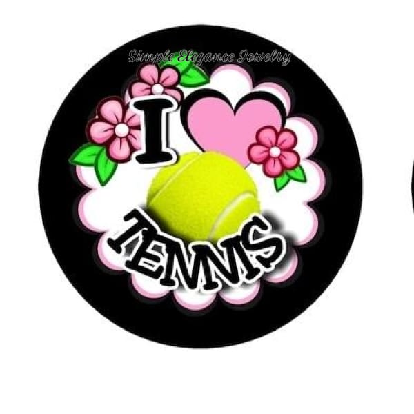 I Love Tennis Sports Snap Charm 20mm - Snap Jewelry