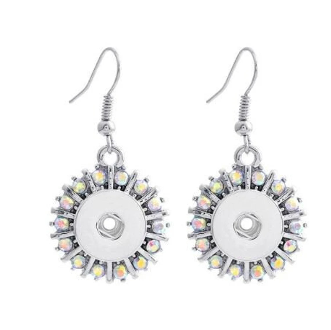 Iridescent Rhinestone Starburst 12mm Earrings for Snap Charm Jewelry
