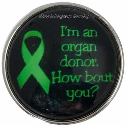Im A Organ Donor Snap Charm 20mm for Snap Jewelry - Snap Jewelry