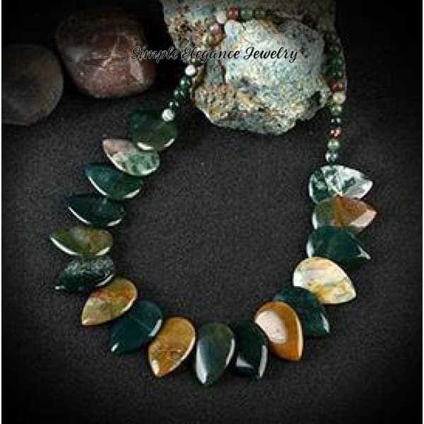 Indian Agate Onyx Stone Necklace (Matching Optional Bracelet) - Necklace - Natural Stone Necklaces