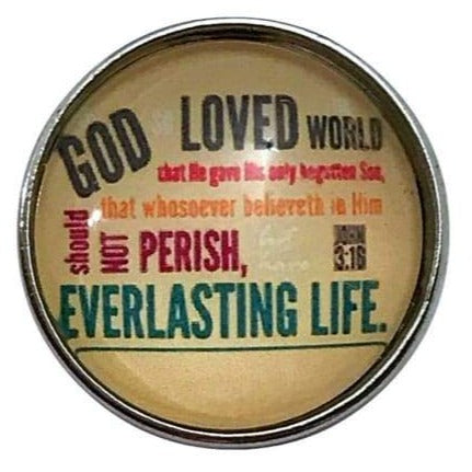John 3:16 Scripture Snap Charm 20mm for Snap Jewelry - Snap Jewelry